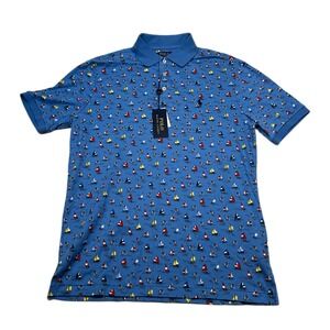 Polo Ralph Lauren Sailboats & Anchors Polo Shirt Mens Small Blue Classic-Fit NEW